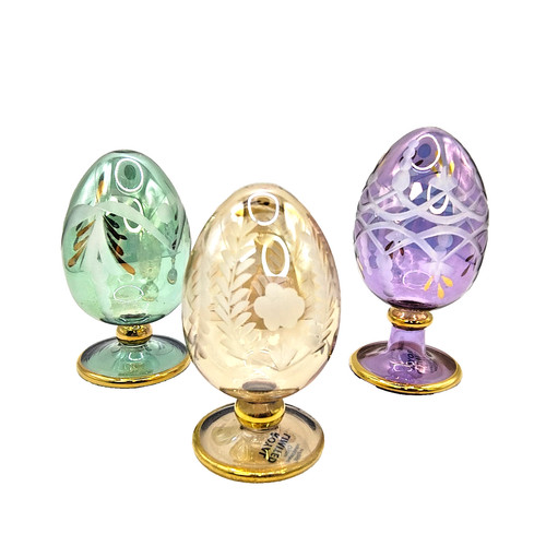 Vtg blown glass egg set - vtg,