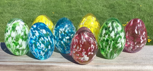 Blown art glass eggs - blown, confetti